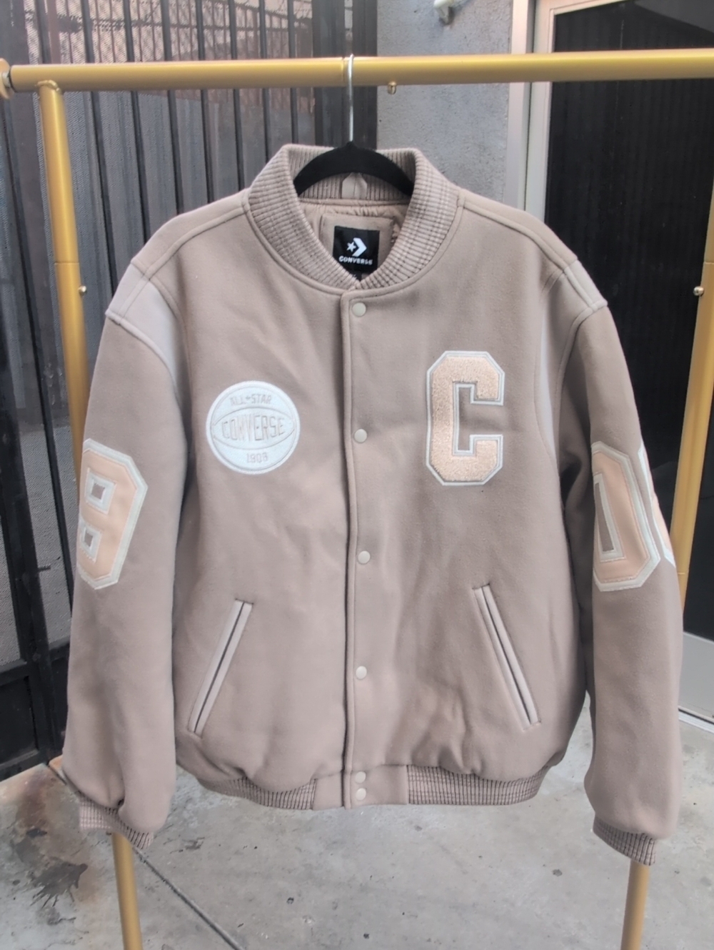 Men's Converse Premium Varsity Jacket Neutral Size M NWT